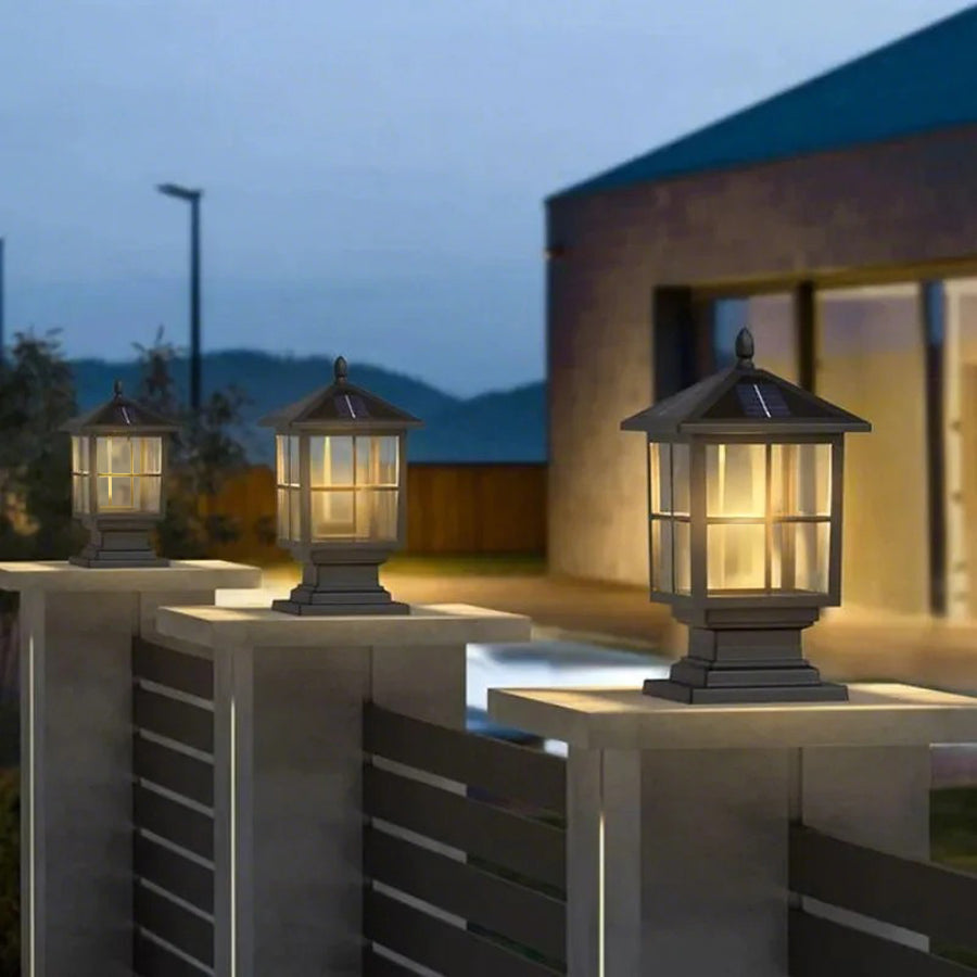 LED Stone Light Pillar | Black Aluminum Alloy, IP65 Waterproof, Dual Power Modes
