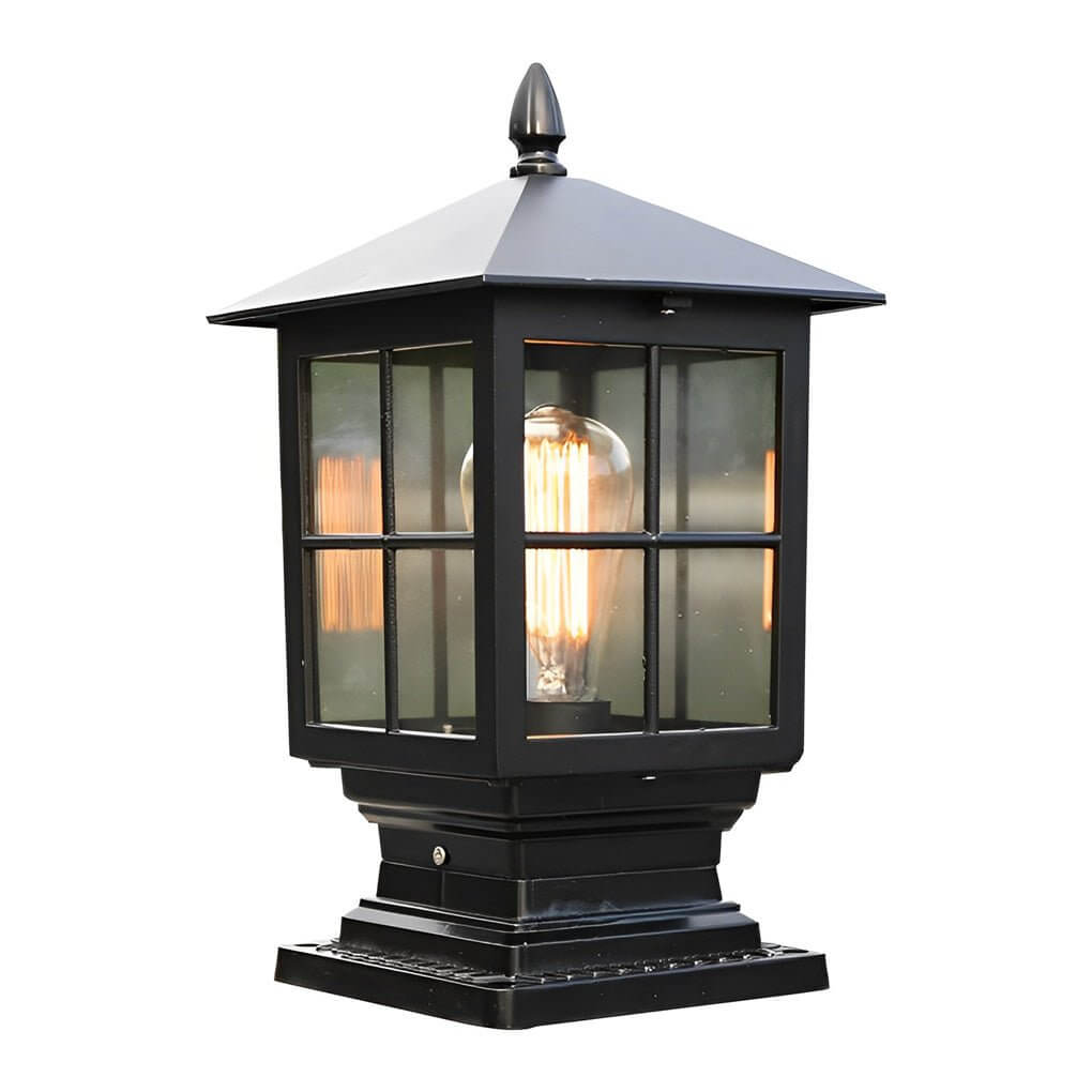 LED Stone Light Pillar | Black Aluminum Alloy, IP65 Waterproof, Dual Power Modes
