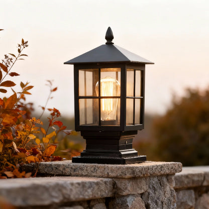 LED Stone Light Pillar | Black Aluminum Alloy, IP65 Waterproof, Dual Power Modes