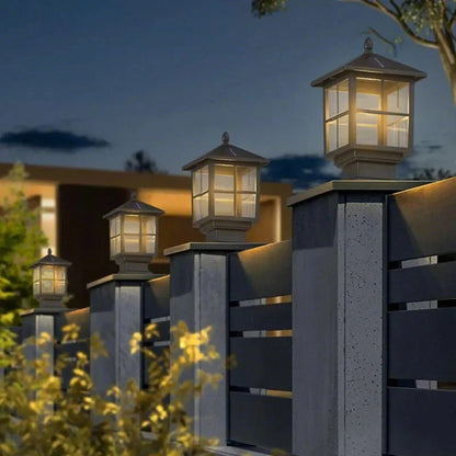 LED Stone Light Pillar | Black Aluminum Alloy, IP65 Waterproof, Dual Power Modes