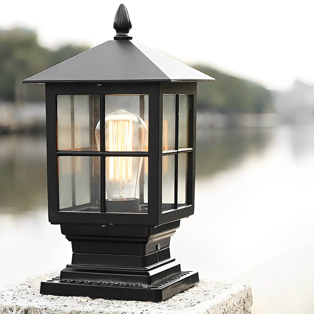 LED Stone Light Pillar | Black Aluminum Alloy, IP65 Waterproof, Dual Power Modes