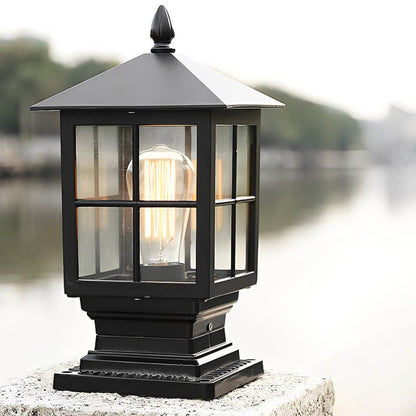 LED Stone Light Pillar | Black Aluminum Alloy, IP65 Waterproof, Dual Power Modes