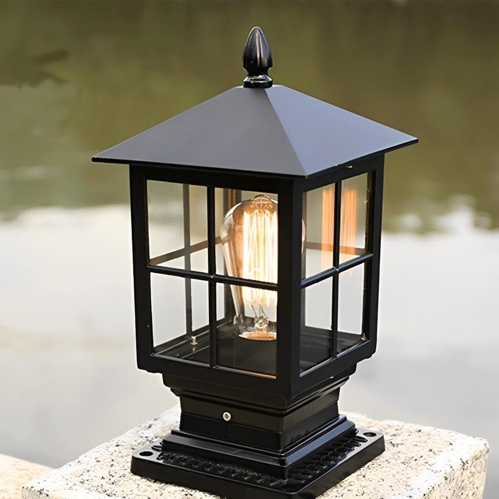 LED Stone Light Pillar | Black Aluminum Alloy, IP65 Waterproof, Dual Power Modes