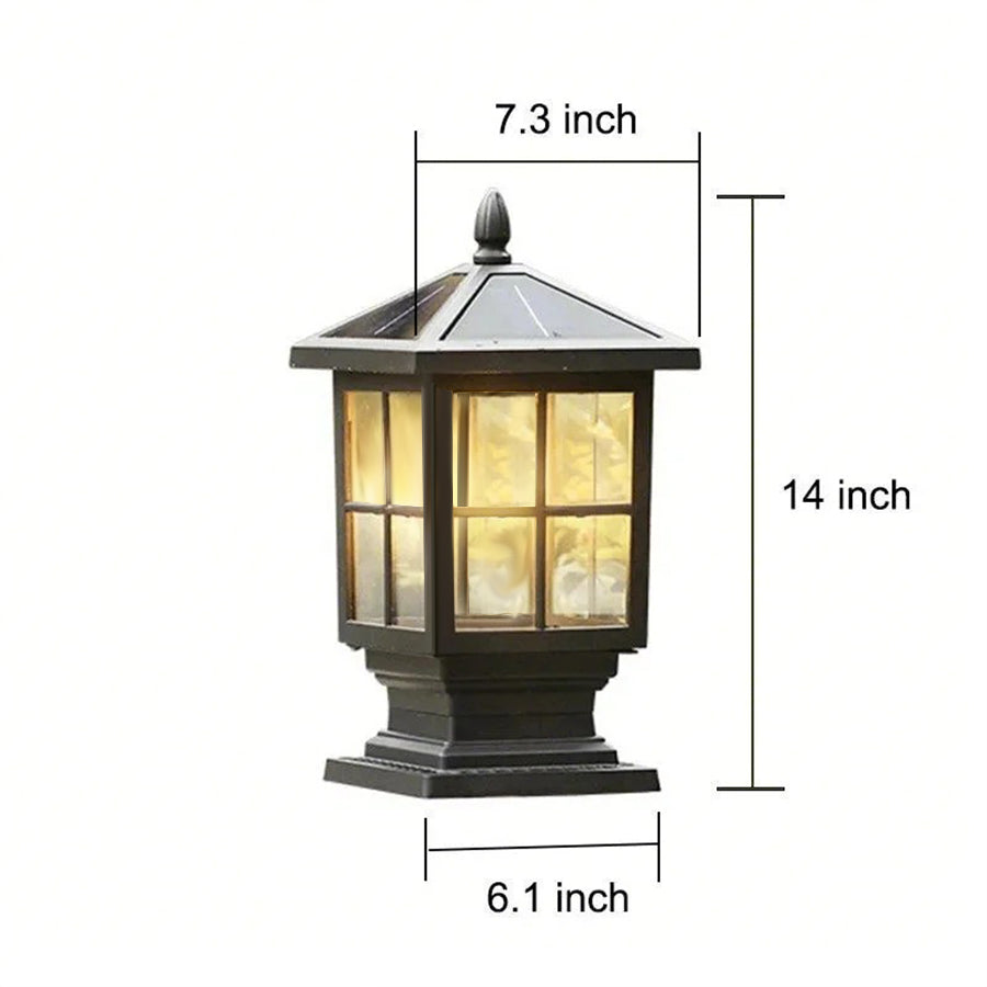 LED Stone Light Pillar | Black Aluminum Alloy, IP65 Waterproof, Dual Power Modes