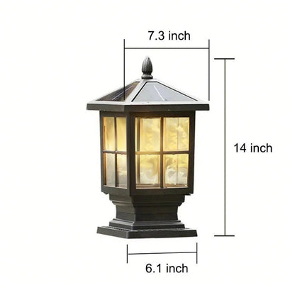 LED Stone Light Pillar | Black Aluminum Alloy, IP65 Waterproof, Dual Power Modes