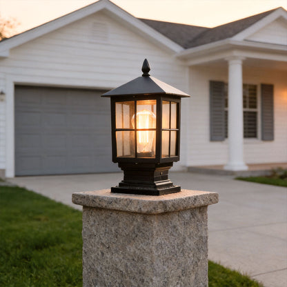 LED Stone Light Pillar | Black Aluminum Alloy, IP65 Waterproof, Dual Power Modes