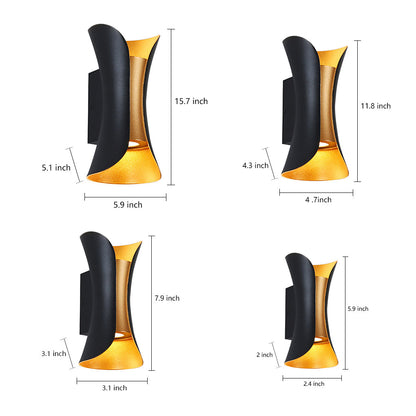 Up Down Wall Lights | Modern Curved LED Aluminum Glass Sconce | IP54 Waterproof