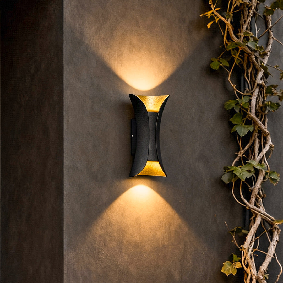 Up Down Wall Lights | Modern Curved LED Aluminum Glass Sconce | IP54 Waterproof