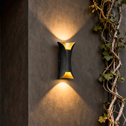 Up Down Wall Lights | Modern Curved LED Aluminum Glass Sconce | IP54 Waterproof