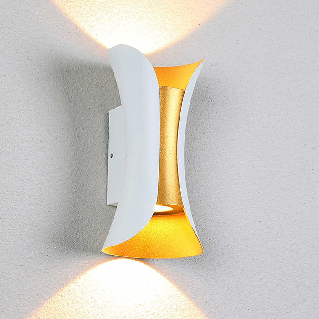 Up Down Wall Lights | Modern Curved LED Aluminum Glass Sconce | IP54 Waterproof
