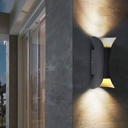 Up Down Wall Lights | Modern Curved LED Aluminum Glass Sconce | IP54 Waterproof