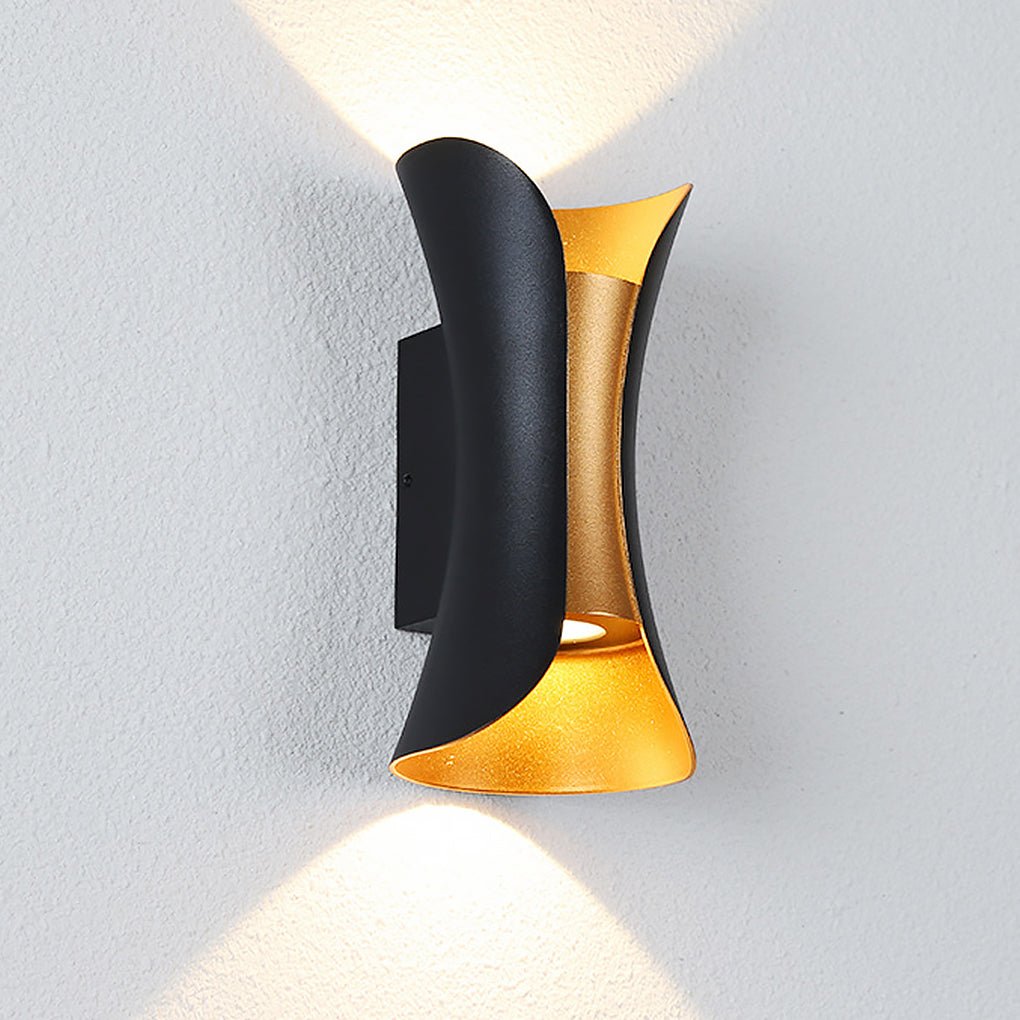 Up Down Wall Lights | Modern Curved LED Aluminum Glass Sconce | IP54 Waterproof