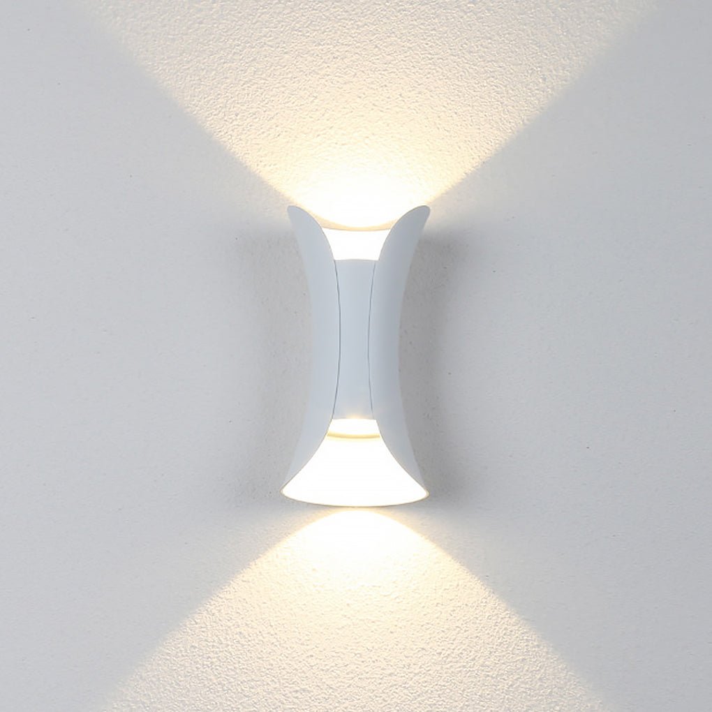 Up Down Wall Lights | Modern Curved LED Aluminum Glass Sconce | IP54 Waterproof