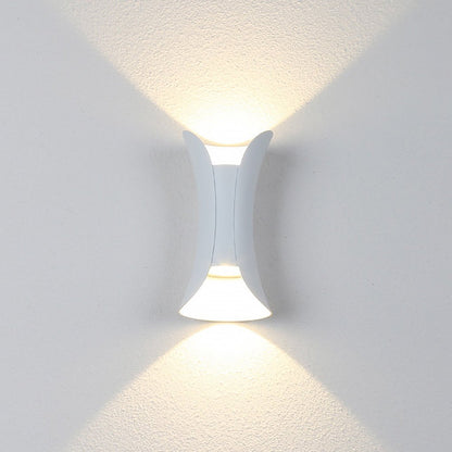 Up Down Wall Lights | Modern Curved LED Aluminum Glass Sconce | IP54 Waterproof