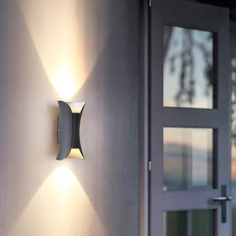 Up Down Wall Lights | Modern Curved LED Aluminum Glass Sconce | IP54 Waterproof