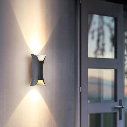 Up Down Wall Lights | Modern Curved LED Aluminum Glass Sconce | IP54 Waterproof