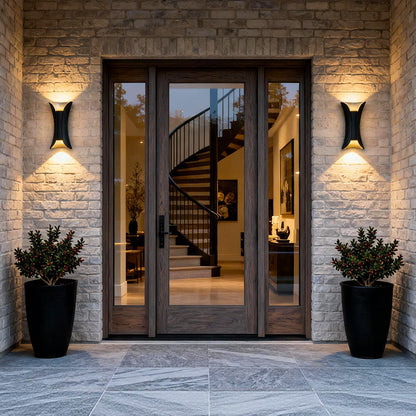 Up Down Wall Lights | Modern Curved LED Aluminum Glass Sconce | IP54 Waterproof