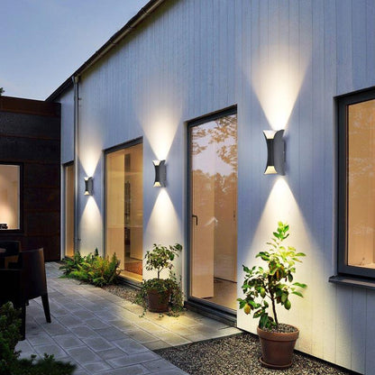 Up Down Wall Lights | Modern Curved LED Aluminum Glass Sconce | IP54 Waterproof