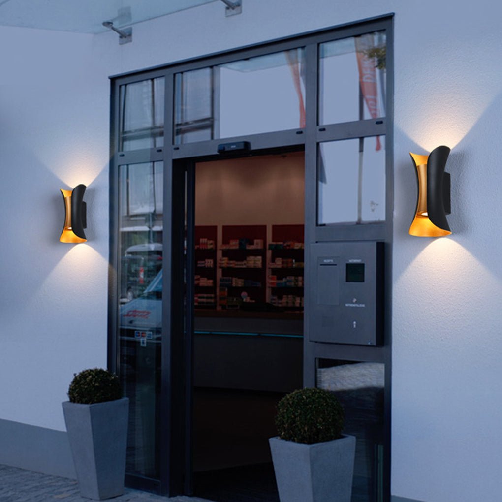 Up Down Wall Lights | Modern Curved LED Aluminum Glass Sconce | IP54 Waterproof