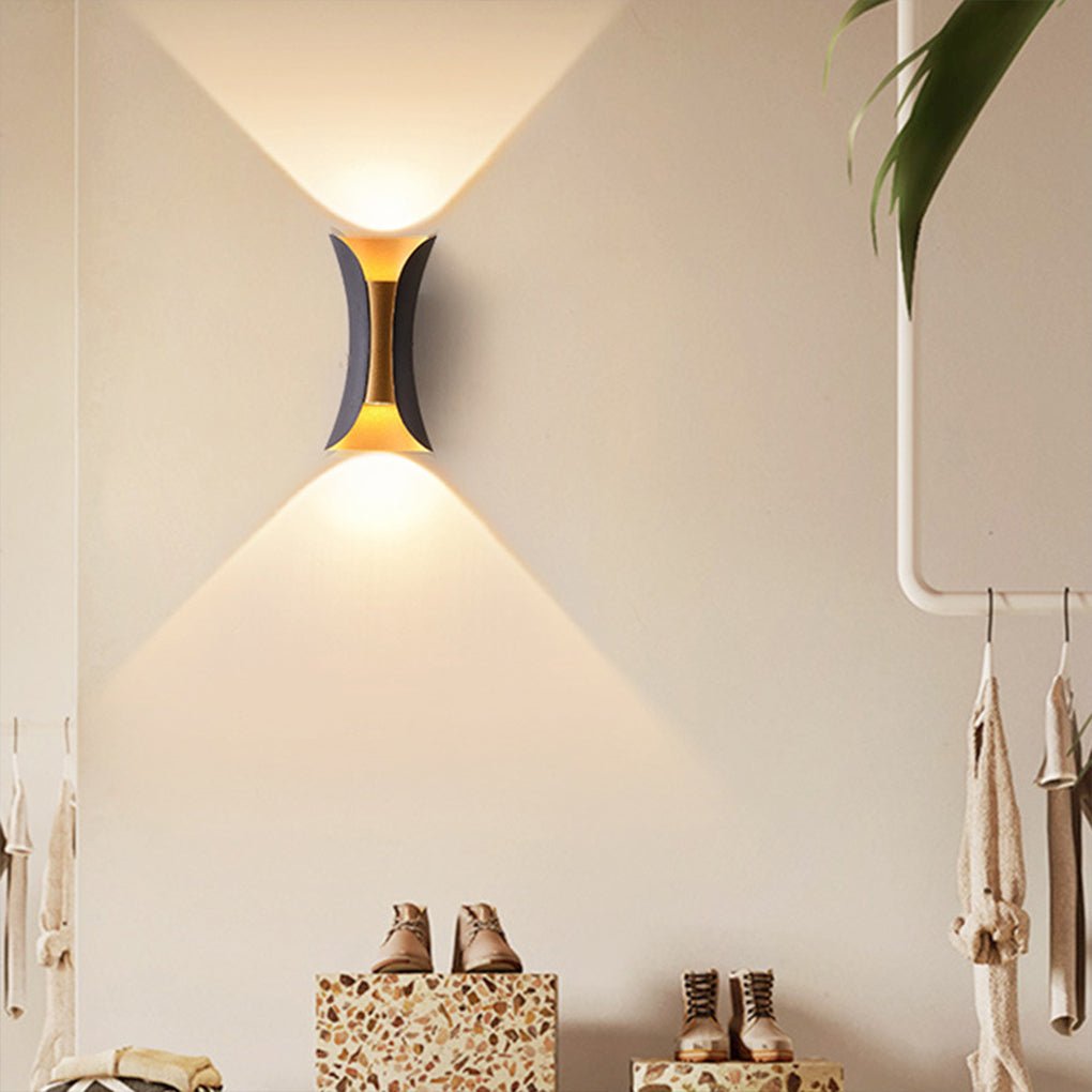 Up Down Wall Lights | Modern Curved LED Aluminum Glass Sconce | IP54 Waterproof