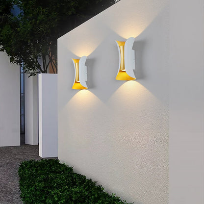 Up Down Wall Lights | Modern Curved LED Aluminum Glass Sconce | IP54 Waterproof