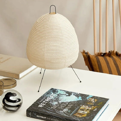 Japanese Rice Paper Table Lamp | Minimalist Metal Base