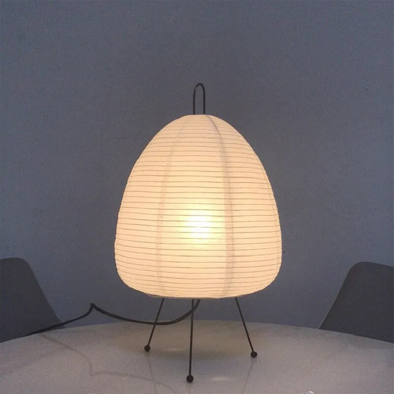 Japanese Rice Paper Table Lamp | Minimalist Metal Base