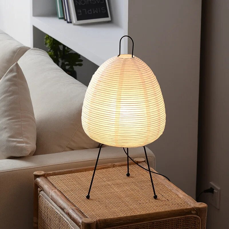 Japanese Rice Paper Table Lamp | Minimalist Metal Base